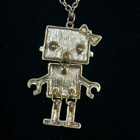 ROBOT PENDANT AND CHAIN NOVELTY CREAM MOVABLE FORVER 21 NECKLACE NWT - Picture 4 of 5